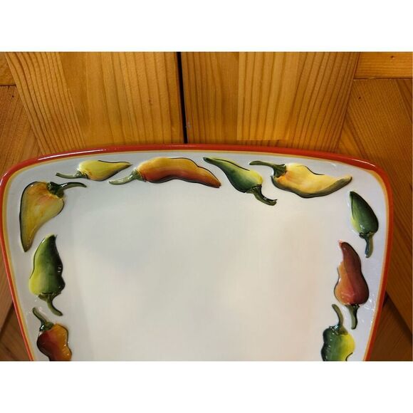 Clay Art Caliente Hand Painted StoneLite Serving Dishes Square Set Of 2 11” (847 - Picture 7 of 14